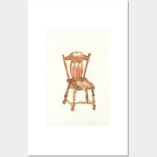 Wooden Captains Chair Watercolor Posters and Art